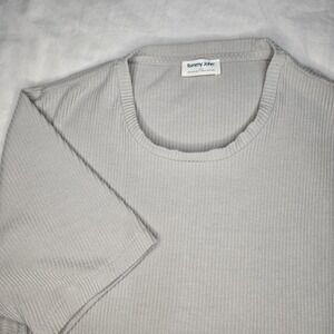 Tommy‎ John Zen Ribbed Crewneck Tee In Gray Comfort Lounge Basics Casual Small